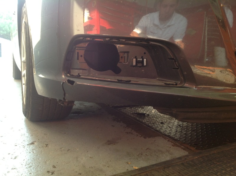 Damage to bumper of car that is being repaired in warrenton VA